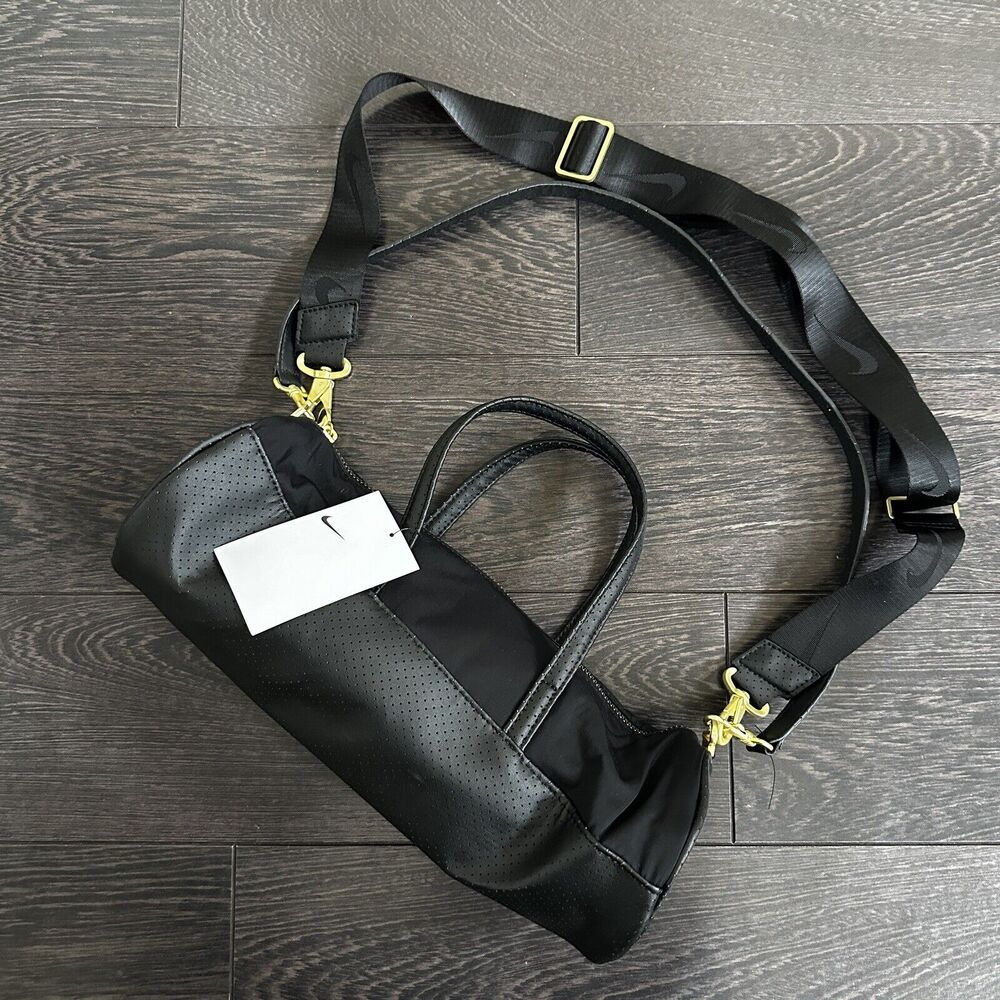 Nike Sportswear Barrel Bag Purse 5L Black Gold Classic NWT DQ5812-010
